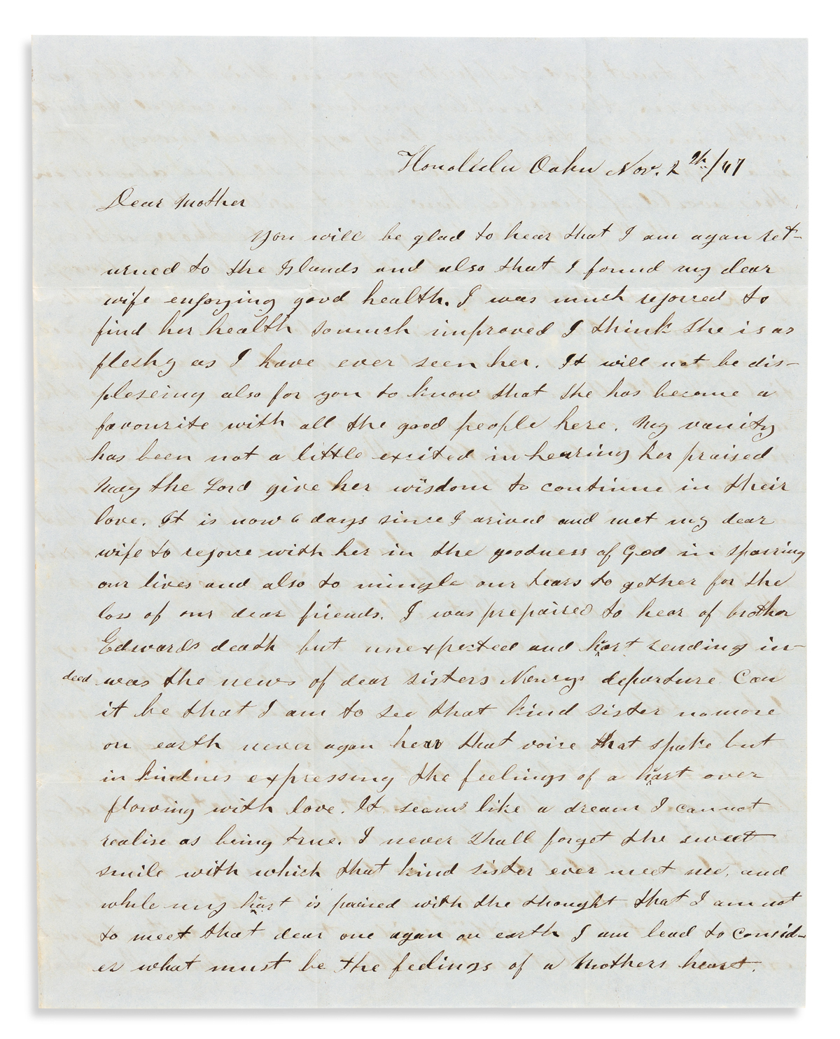 Russell, Jane (1819-1914) Archive of Letters, 1840s. Written during a Whaling Voyage, from Hawaii, and Other Ports.